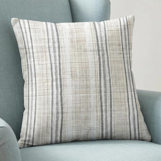 Americanflat 16x16 Throw Pillow with Sewn-in Insert - All-in-One Decorative Pillows - No Cover Needed - Soft and Durable Cushion for Bed or Sofa - Polyester - Cream and White