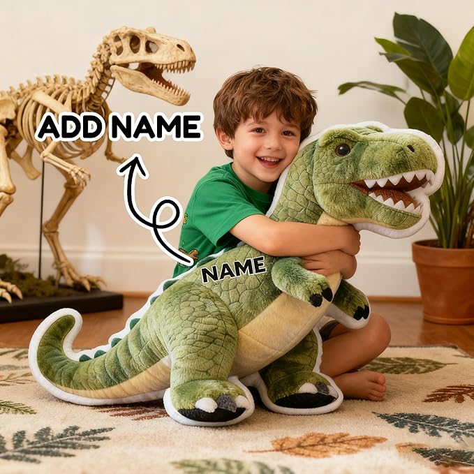 Custom Dinosaur Shaped Pillow Personalized Double-Sided Printed Cute Pillow Customized Christmas Party Commemorative Gift Sofa Decorative for Boys and Girls 8-32in