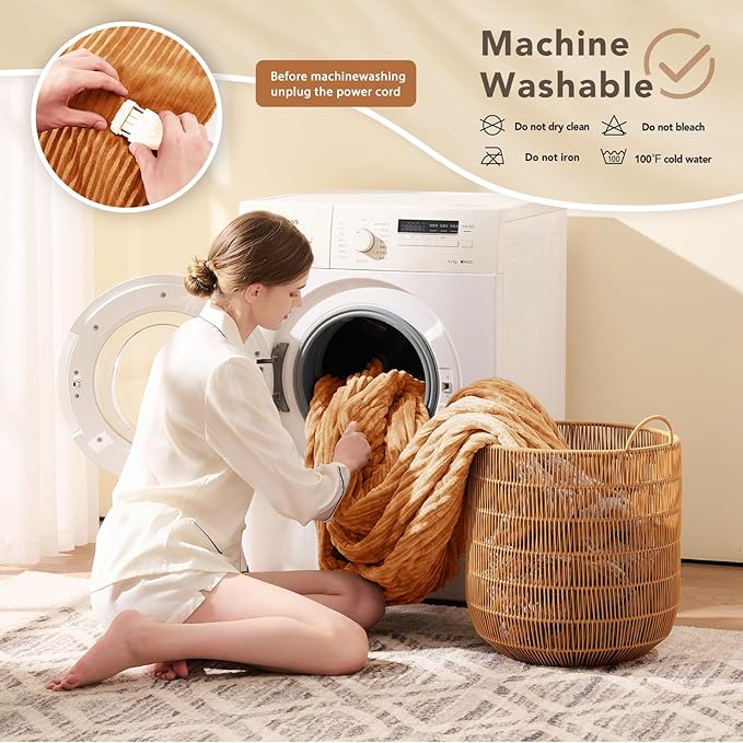Homemate Electric Heated Blanket King Size - 100"x90" Heating Blanket King Size Dual Control 1/2/4/6/8 Hours Auto-Off 10 Heat Level Over-Heat Protection Soft Flannel Sherpa ETL Certification