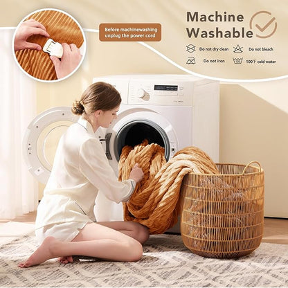 Homemate Electric Heated Blanket King Size - 100"x90" Heating Blanket King Size Dual Control 1/2/4/6/8 Hours Auto-Off 10 Heat Level Over-Heat Protection Soft Flannel Sherpa ETL Certification