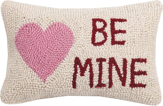 Peking Handicraft 30KSL727C12OB Be Mine Heart Hook Wool and Cotton Pillow, 8 X 12' inch, Multicolor