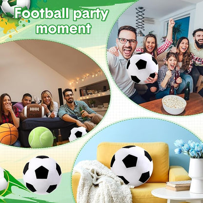 Yousoontic Soccer Ball Throw Pillow 11.8 Inch Nordic Round Soccer Ball Pillow Fluffy Soccerball Durable Soft Stuffed Plushies Sport Theme Gifts for Couch Sofa Bedroom Bed Decorations
