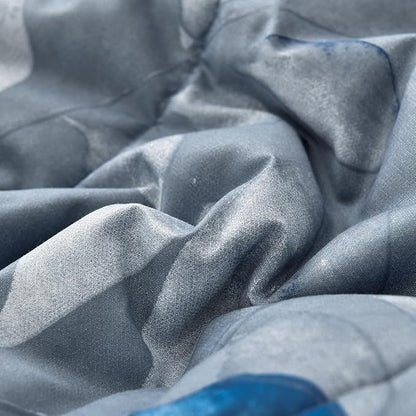 Anibedding Blue Comforter Set California King Size 7 Piece Navy Botanical Gradient Leaves Ultra Soft Lightweight Reversible Microfiber Bedding Comforter Set for All Season
