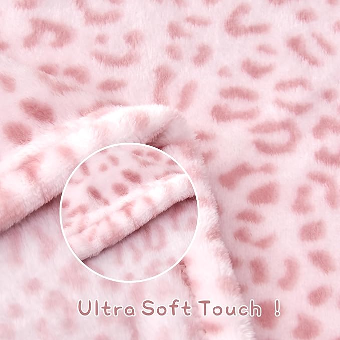 Yurhap Leopard Print Baby Blanket Fleece Baby Blankets for Girls, Ultra Soft Cozy Fluffy Infant Toddler Newborn Receiving Blankets for Crib Stroller, 30"x40", Light Pink