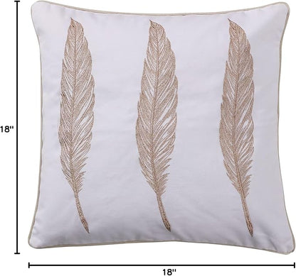 Levtex Home - Pisa - Decorative Pillow (18X18in.) - Three Feathers - Gold and White