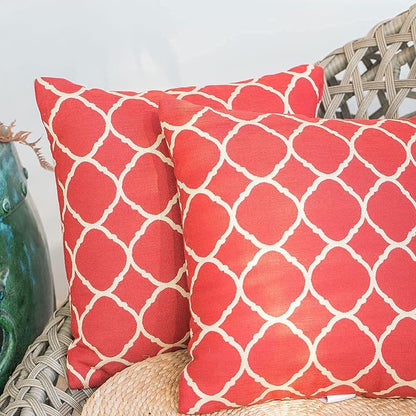 JMGBird Water-Resistant Outdoor Pillows Set of 2, 18x18 inch Durable Red White Checkered Throw Pillows with Inserts for Patio Furniture