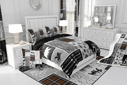 Erosebridal Western Bedding Queen Size,Farmhouse Horse Cowboy Comforter Set Cabin Decor,Retro Brown Plaid Grid Quilt Western Bed Set,Wild Animals Paw Arrow Hunting Theme Duvet Insert