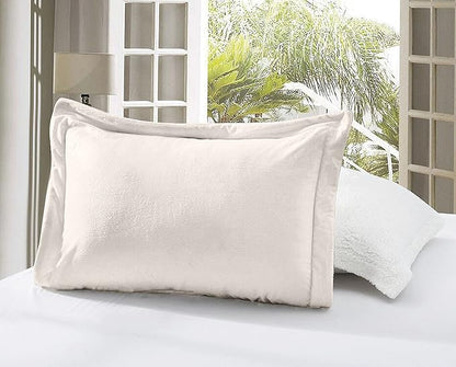 Elegant Comfort Super Soft Sherpa Comforter 3-Piece Set Premium Quality, Heavy Weight Reversible Down Alternative Micro-Suede, Sherpa Comforter, King, Pearl Cream