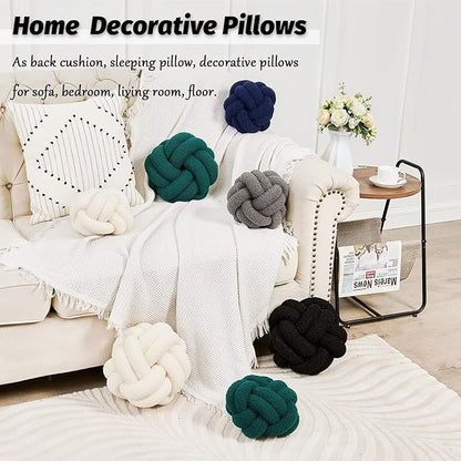 Uvvyui Knot Pillow Ball, Soft Black Home Decor Knotted Pillows, Handmade Round Plush Throw Pillow, Aesthetic & Cute Large Decorative Pillows for Bed, Floor, Couch, Bedroom Home Decor 11 inches