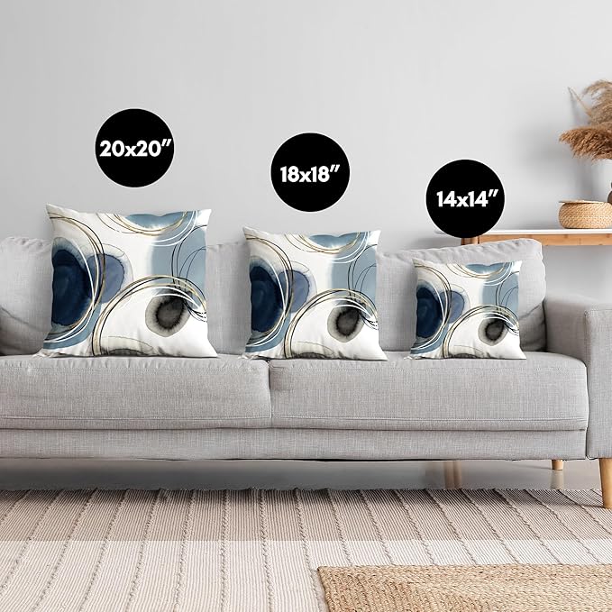 Americanflat 18x18 Throw Pillow with Sewn-in Insert - All-in-One Decorative Pillows - No Cover Needed - Soft and Durable Cushion for Bed or Sofa - Polyester - Blue, White, Black and Gold