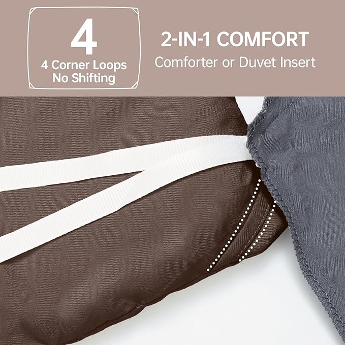 MUXHOMO Queen Comforter Set, All Season Ultra Soft Down Alternative Bedding - 3 Piece Lightweight Bed Set Includes 1 Comforter (90"x90") and 2 Pillow Shams (20"x26"), Dark Brown