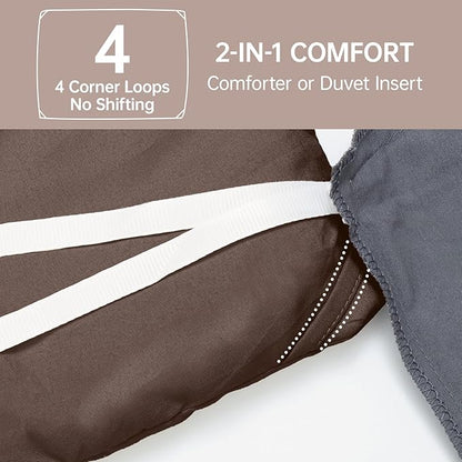 MUXHOMO Queen Comforter Set, All Season Ultra Soft Down Alternative Bedding - 3 Piece Lightweight Bed Set Includes 1 Comforter (90"x90") and 2 Pillow Shams (20"x26"), Dark Brown