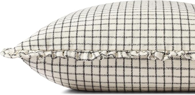 Loloi Chris Loves Julia Dinah Collection PCJ0012 Ivory/Black 18'' x 18'' Cover w/Poly Pillow