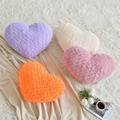Heart Pillow, Soft Heart Shaped Pillow with Room Decorative Throw Pillows for Bed Couch Chair Sofa, Heart Shaped Cute Throw Pillow Cushion for Bedroom Living Room (Grey Pink, Large 19.6" x 15.7")