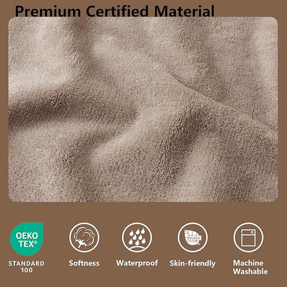 Waterproof Dog Blanket for Large Dogs, Leak Proof Pet Throw Couch Blankets Reversible Sofa Bed Furniture Protector Machine Washable- 40"x50",Beige+Khaki