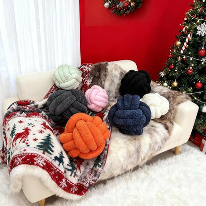 Knot Pillow - Throw Pillows Room Décor Couch Pillow for Living Room Relieve Stress, Decorative Pillows Round Knot Cushion Pet Toy, Navy 8 Inch
