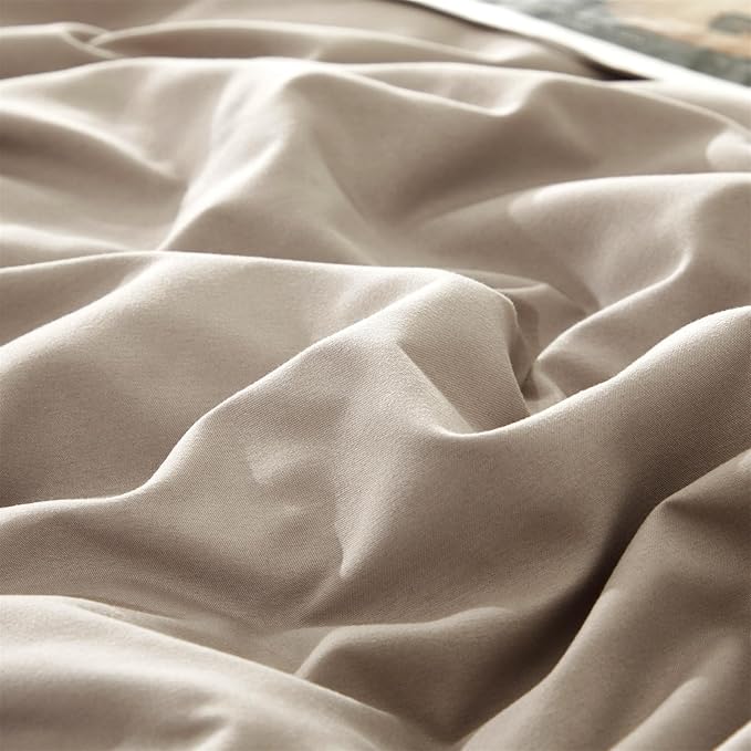 Cottonight Beige Khaki Comforter Set King Light Khaki Bedding Comforter Set Oatmeal Solid Blanket Quilts Modern Soft Breathable 3 Piece Cream Coffee Bedding Set for Women Men King Bed