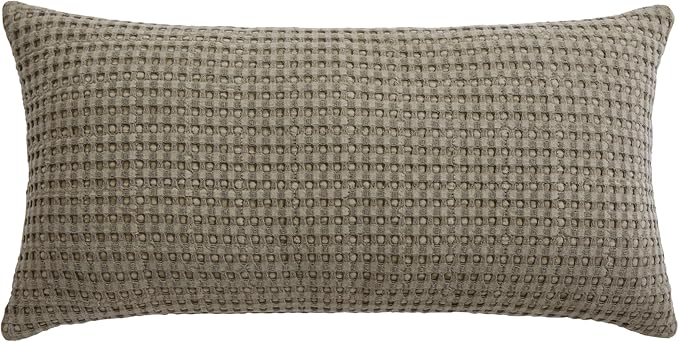 Levtex Home - Mills Waffle Taupe - Decorative Pillow (12 x 24in.) - Waffle - Taupe