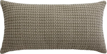 Levtex Home - Mills Waffle Taupe - Decorative Pillow (12 x 24in.) - Waffle - Taupe