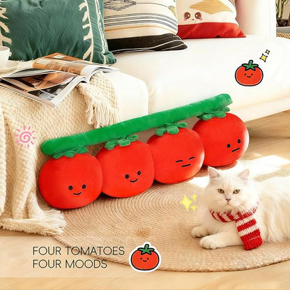 LANPU Cute Tomato Throw Pillow, Soft Plush Fruit Cushion, Kawaii Decorative Pillow for Couch Bed Sofa, Fun Plush Home Decor Gift for Couch and Bed