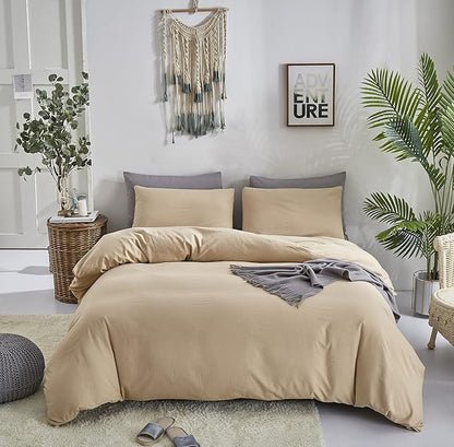 Pureant Beige Comforter Set Queen Solid Champagne Bedding Comforter Sets Light Brown Queen Comforter for Women Men Khaki Comforter Plain Taupe Queen Size Comforter Sets Soft Breanthable Tan Sand Color