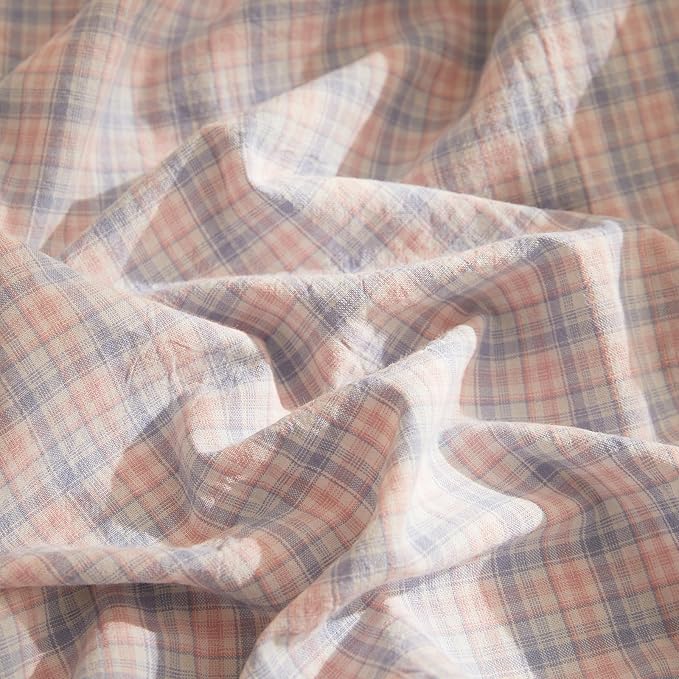HighBuy Twin XL Comforter Set Pink Blue Checkered Plaid Bedding Comforter Gingham for Boys Girls Boho Farmhouse Gingham Grid Pattern Comforter Set Soft Lightweight Bedding Set