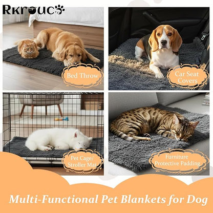 Pets Bed Blanket Dogs Reversible Soft Dog Throw Blankets Cats Mat Sleeper Fuzzy Pet Couch Covers Washable Cat Puppy Cover for Beds Car Sofa Travel Double Sided Furniture Protection (Dark Gray,M)