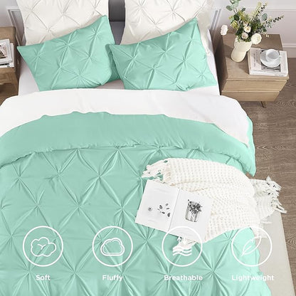 Andency Mint Green King Size Comforter Set (104x90Inch), 3 Pieces Soft Lightweight Western Modern Pinch Pleat Bedding Comforters, All Season Warm Down Alternative Bed Set for Boys Men Adults