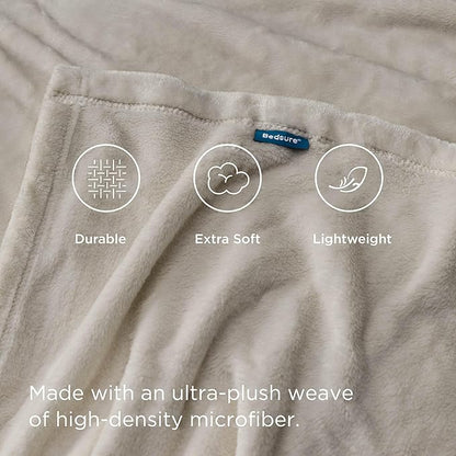 Bedsure GentleSoft Fleece Throw Blanket for Couch Oxford Tan - Lightweight Plush Fuzzy Cozy Soft Blankets and Throws for Sofa, 50x70 inches