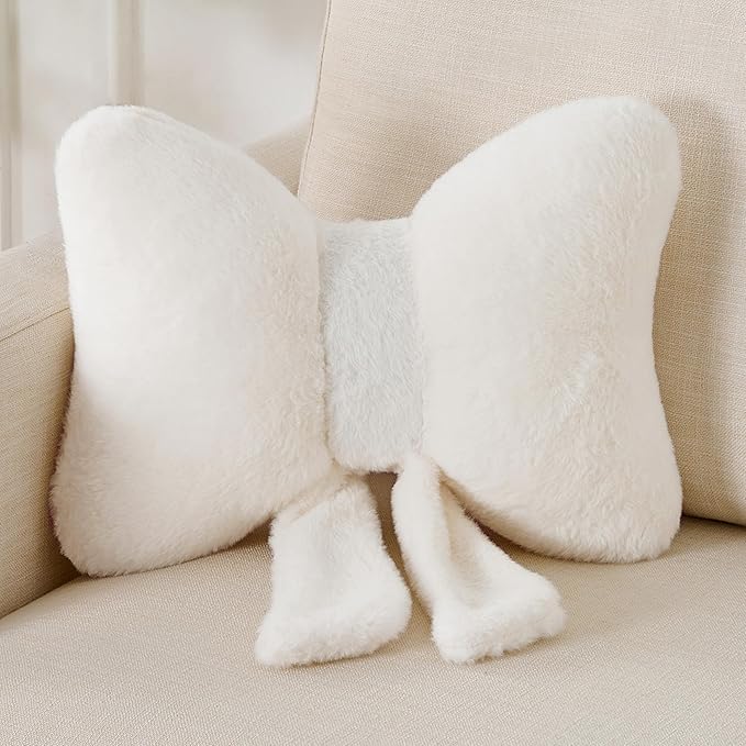 Bowknot Throw Pillows Bow Decorative Pillow Aesthetic Home Decor Knot Plush Pillows Soft Seat Cushions Cute Throw Pillow for Couch Bow Room Decor