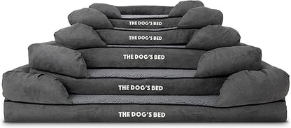 The Dog’s Bed Orthopedic Memory Foam Dog Bed with Bolsters, Plush Fabric, Grey Plush, L