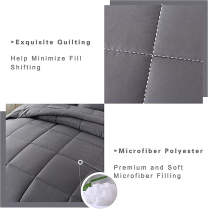 DOWNCOOL Full Size Comforter Sets -All Season Bedding Comforters Sets with 2 Pillow Cases -3 Pieces Bed Set Down Alternative Comforter Set -Grey Bedding Sets Full(82"x86")