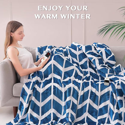 VENTIMI Electric Blanket Queen Size, 84" x 90" Heated Blanket with 9 Heat Levels & 2-4-8-10 Hours Auto Off, Fast Heating Blanket with ETL & FCC Certification, Navy