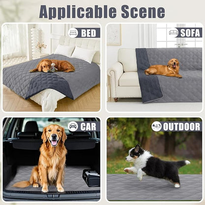 Smiry Waterproof Dog Bed Cover Blanket 30x53, Soft Reversible Pet Blanket, Washable Leakproof Cats Dogs Couch Cover for Sofa, Couch, Furniture, Grey/Dark Grey
