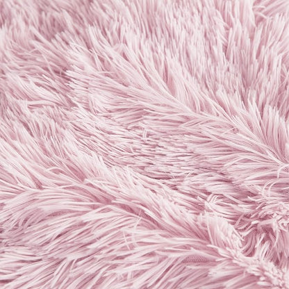 Juicy Couture Shaggy Faux Fur Pink Full/Queen Comforter Set - Soft and Cozy 3-Piece Machine Washable Bedding Comforter and Sham Set