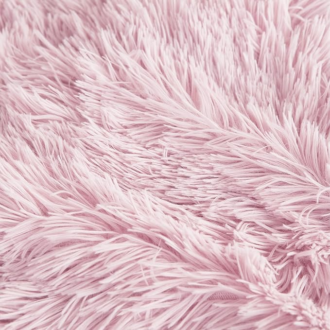 Juicy Couture Shaggy Faux Fur Pink King Comforter Set - Soft and Cozy 3-Piece Machine Washable Bedding Comforter and Sham Set