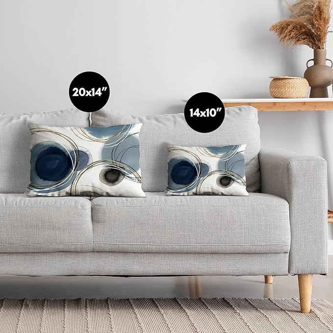 Americanflat 14x10 Throw Pillow with Sewn-in Insert - All-in-One Decorative Pillows - No Cover Needed - Soft and Durable Cushion for Bed or Sofa - Polyester - Blue, White, Black and Gold