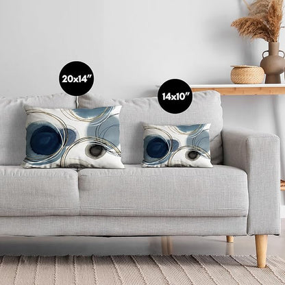 Americanflat 14x10 Throw Pillow with Sewn-in Insert - All-in-One Decorative Pillows - No Cover Needed - Soft and Durable Cushion for Bed or Sofa - Polyester - Blue, White, Black and Gold