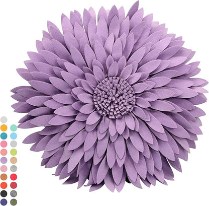 Contempo Lifestyles 3D Daisy Flower Decorative Pillow - Design Patented, Shaped for Couch & Bed (18" Flower, 16" With Insert, Solid Lilac)