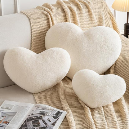 Xiashrk Heart Pillow, Heart Shaped Pillow for Bed Couch, Soft Decorative Heart Throw Pillow, Cute Decorate Pillows, Heart Pillows for Bedroom Living Room (White, Medium 15.7"x11.8")