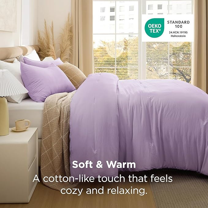 Bedsure Twin/Twin XL Comforter Set, Lavendar Soft Prewashed Bedding for All Seasons, 2 Pieces GentleSoft™ Bed Set, 1 Lightweight Comforter (68"x88") and 1 Pillowcase (20"x26")