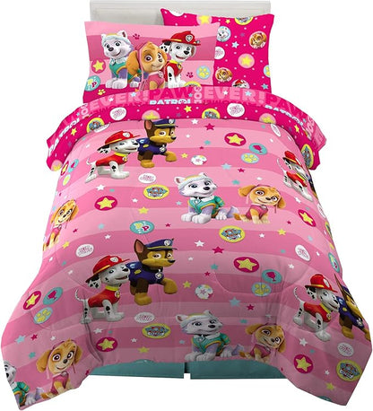 Paw Patrol Girls Kids Bedding Super Soft Comforter and Sheet Set with Sham, 5 Piece Twin Size, (100% Officially Licensed Nickelodeon Product) By Franco