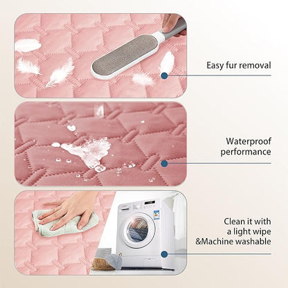gogobunny 3X Stronger Waterproof Pet Blanket, Scratch Proof Furniture Protector for Dogs Cats, Reversible Cover 68x82 Inch, Dark Pink/Light Pink