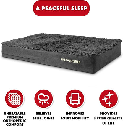 The Dog’s Bed Orthopedic Memory Foam Dog Bed Mattress,Fur Fabric,Grey Fur, XL, 6-Inch