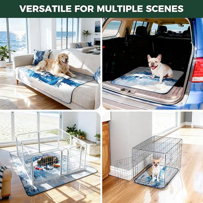 FXW Washable Pee Pads for Dogs, Puppy Pads with Super Absorbent, Specifically Designed for FXW Rollick/Homeplus 24inch 6 Panels Dog Playpen, 39" x 63" Rectangle, Tie-Dye Blue, 1 Pack