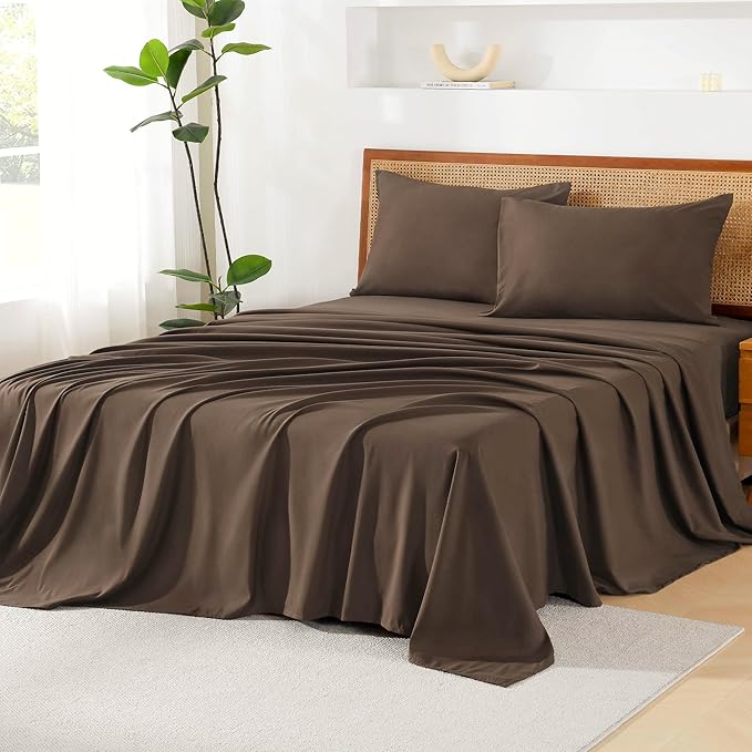 Litanika Oversized Queen Size Comforter Set with Sheets Brown - 7 Pieces Bed in a Bag Oversized Queen Boho Tufted Complete Bedding Sets with Comforter, Sheets, Pillowcases & Shams