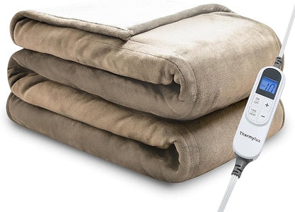 Electric Blanket Full 72"x84" Heated Electric Blankets 10 Heating Levels 12 Time Settings 8 Hours Auto Off Fast Heating and Overheat Protection ETL Certified Machine Washable,Light Brwon