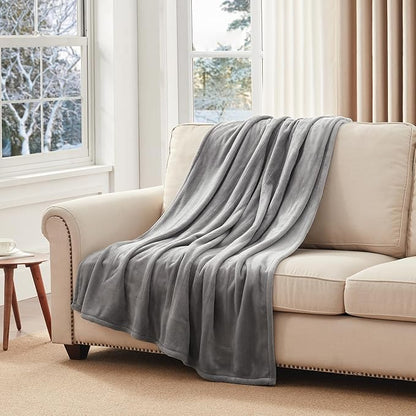 Westinghouse Electric Blanket Heated Throw, Super Cozy Soft Flannel 50"" x 60"" Heated Throw with 6 Fast Heating Levels & 2-10 Auto-Off, Machine Washable, ETL&FCC Certification, Light Grey