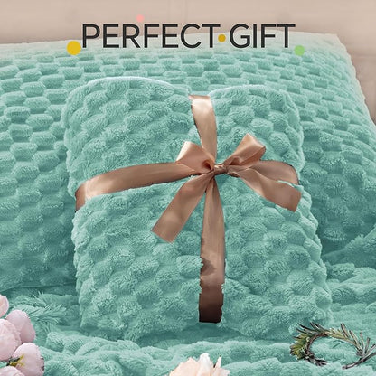 BEDELITE Fluffy Queen Comforter Set - Haze Blue Fleece Soft Comforter for Queen Size Bed, Luxury Warm Bedding Set for Winter, Fuzzy Bed Set 3 Pieces (1 Comforter, 2 Pillowcases)