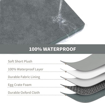 Orthopedic Dog Bed for Extra Large Dogs, XL Comfort Pet Mat for Large Sized Dog 44x32 Inch, Egg Crate Foam with Removable Washable Oxford Cover, Gray